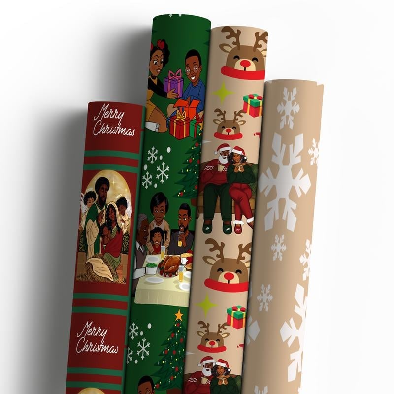 Last Day Promotion 70% OFF - 🔥Home for the Holidays Black Santa Wrapping paper