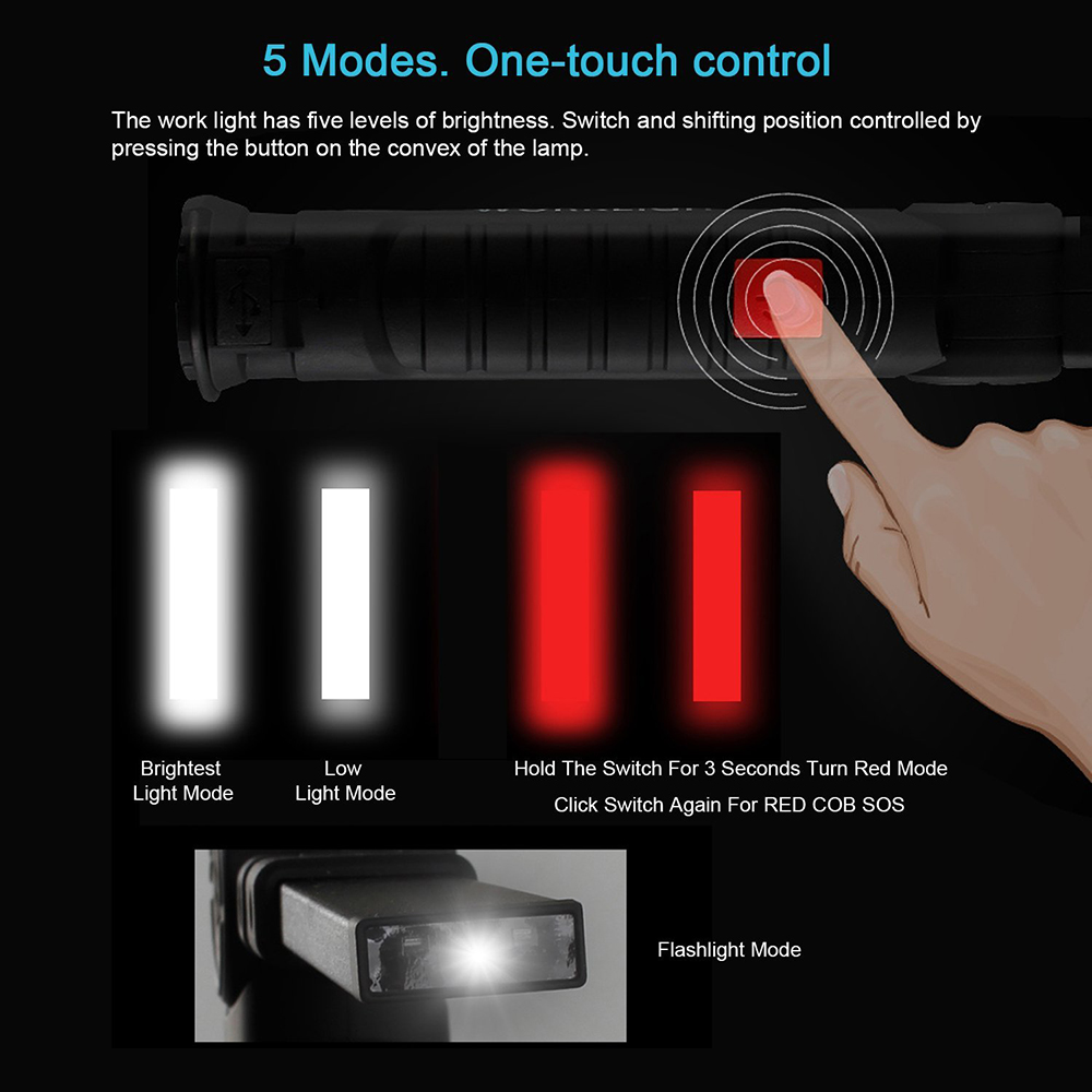 (Christmas Big Sale!- 50% OFF)COB LED flashlight Work light USB rechargeable Inspection Light