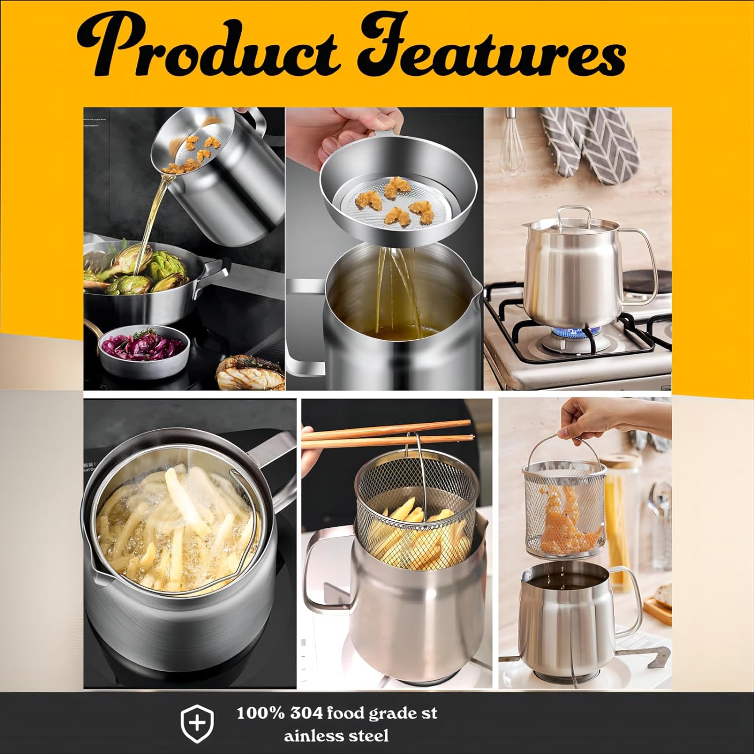 🎁TikTok Last Day Sale - 70% OFF🎉2-in-1 304 Stainless Steel Multifunctional Oil Strainer Pot