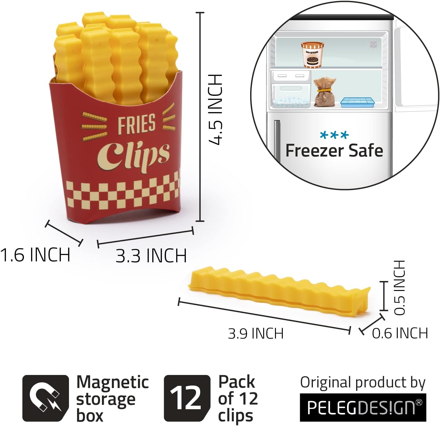 12 Cute French-Fries-Shaped Bag Clips