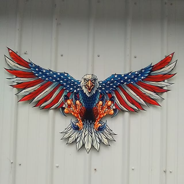 🦅Handmade Bald Eagle with Flag Wings