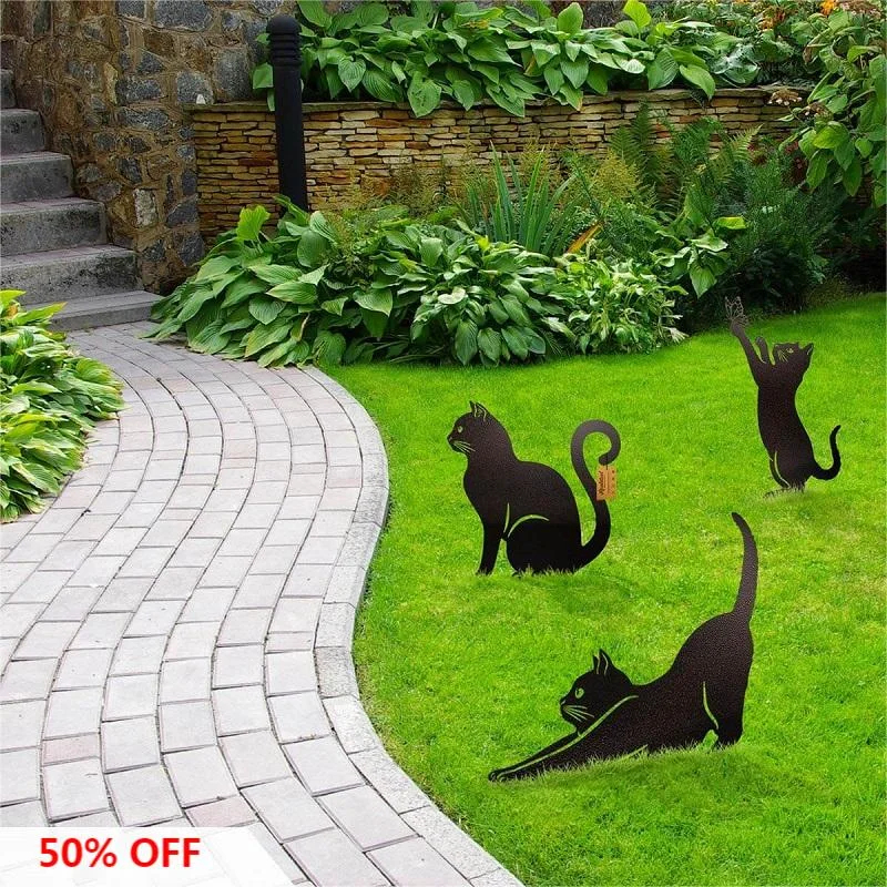 Adorable Metal Cats Decor -Garden Art -Buy 1 Set(3 Pack) Free Shipping
