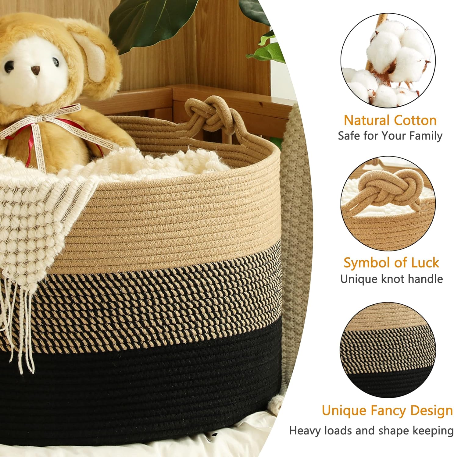 KAKAMAY Large Blanket Basket (20