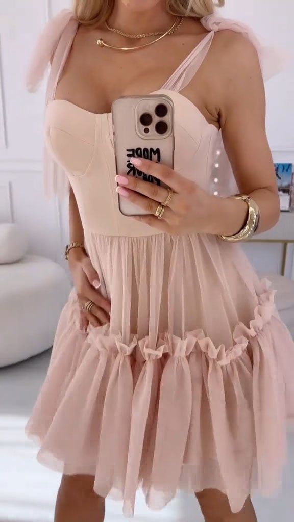 Women's Strappy Tube Top Puffy Dress