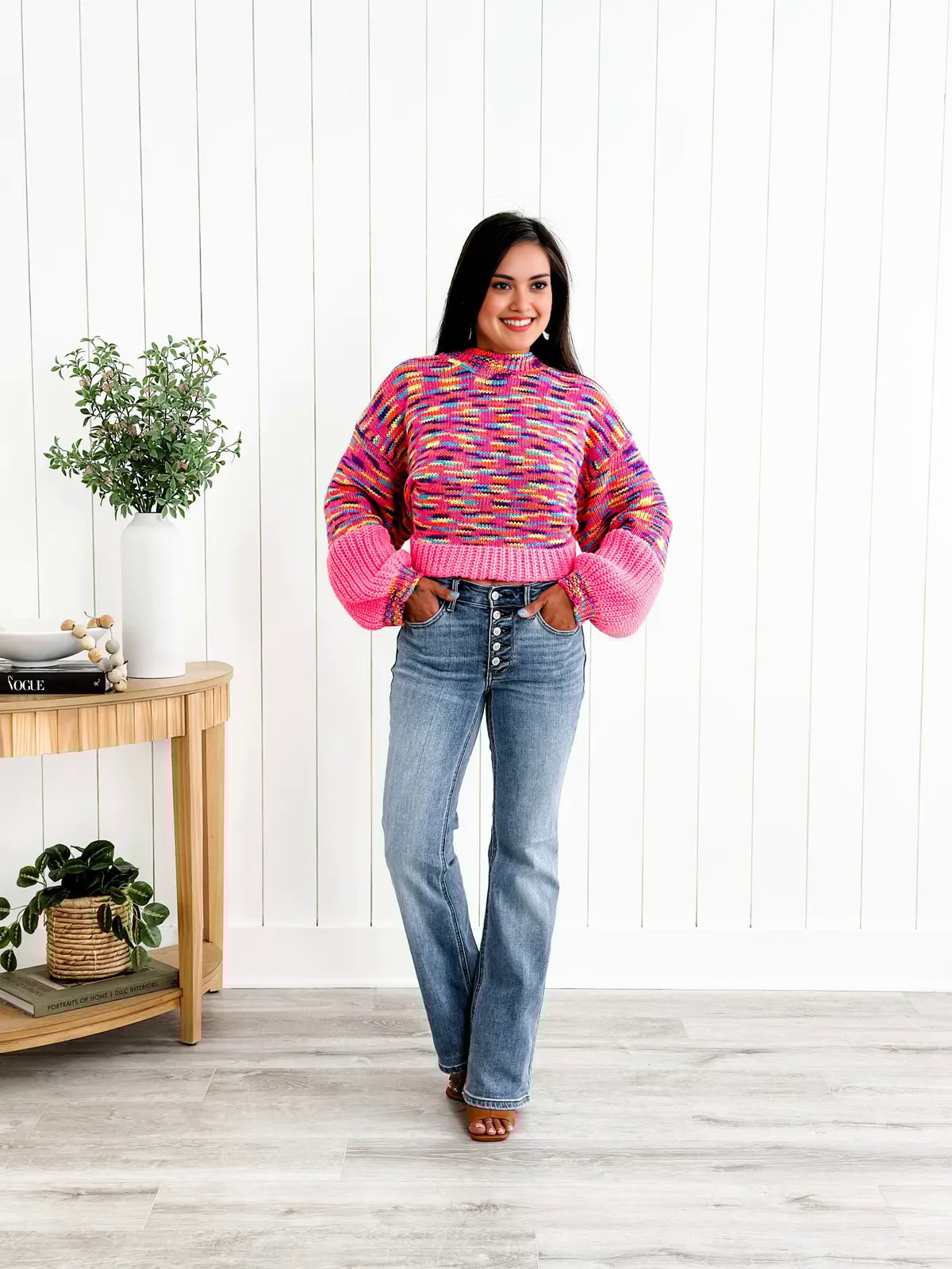 ❤️LETZTER TAG 50 % RABATT🔥Bootcut-Jeans mit mittelhohem Bund und Knopfleiste