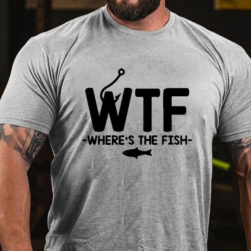 WTF - Where's The Fish Funny Print T-shirt