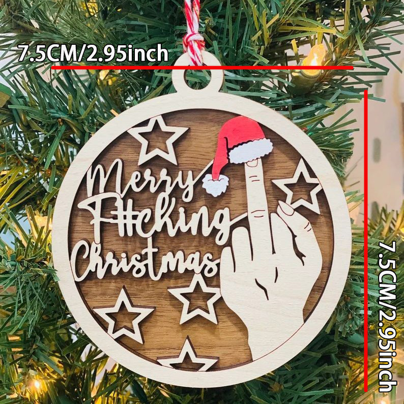 🎄 Rude Christmas Decor, 2024 Merry Fcking Christmas Ornament, Funny Tree Hanging Ornament