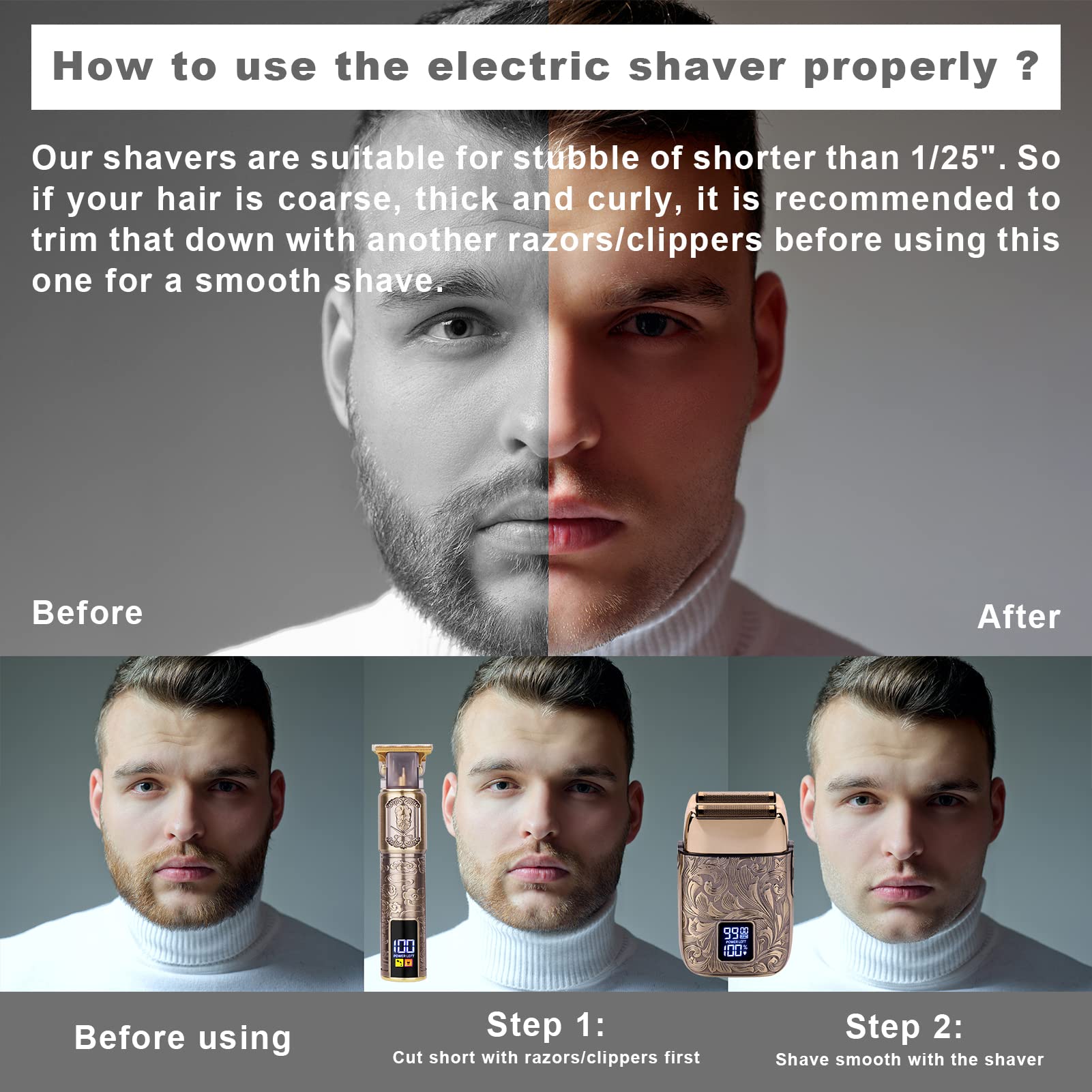 🔥Last Day Promotion 50% OFF🔥Hair Trimmer & Electric Razor for Men Zero Gapped Beard Trimmer