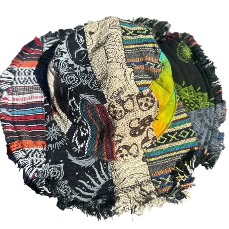 🎁TikTok Last Day Sale - 70% OFF🎩Patchwork multicolored mushroom Hemp Hat with hidden pocket fedorahats