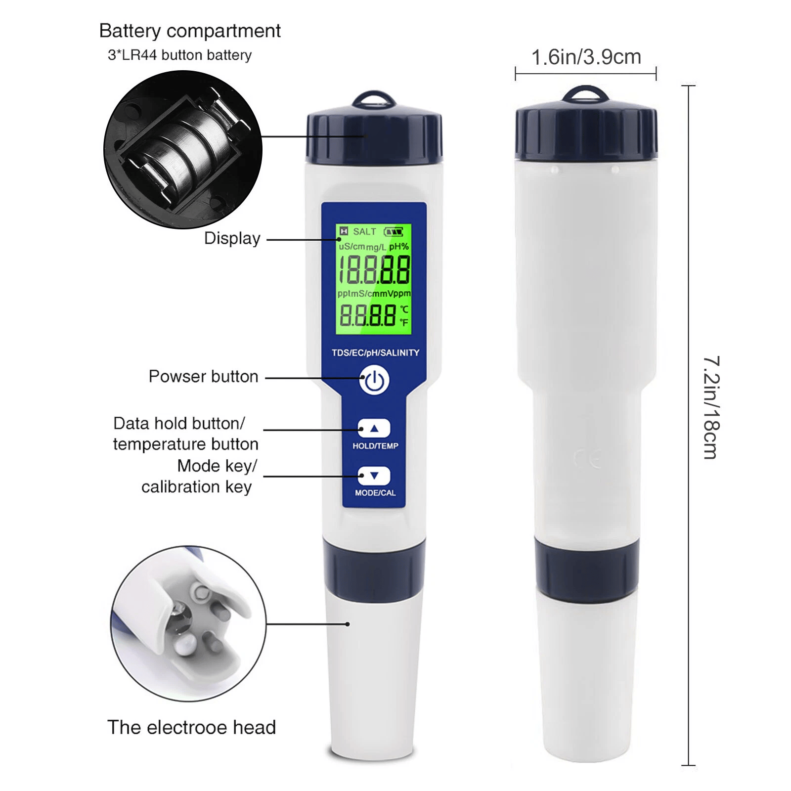 🎁TikTok Last Day Sale - 70% OFF🔥7-in-1 Digital Pool Salt & pH Tester