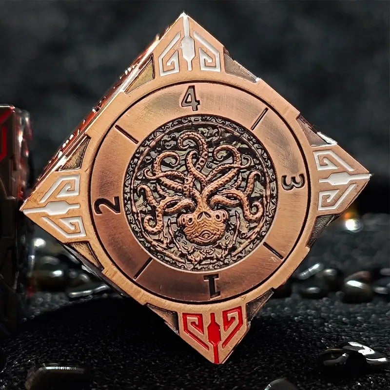 7-in-1 Metal Spinner Dice – Rotating Fidget DND Sculpture for RPG Fans