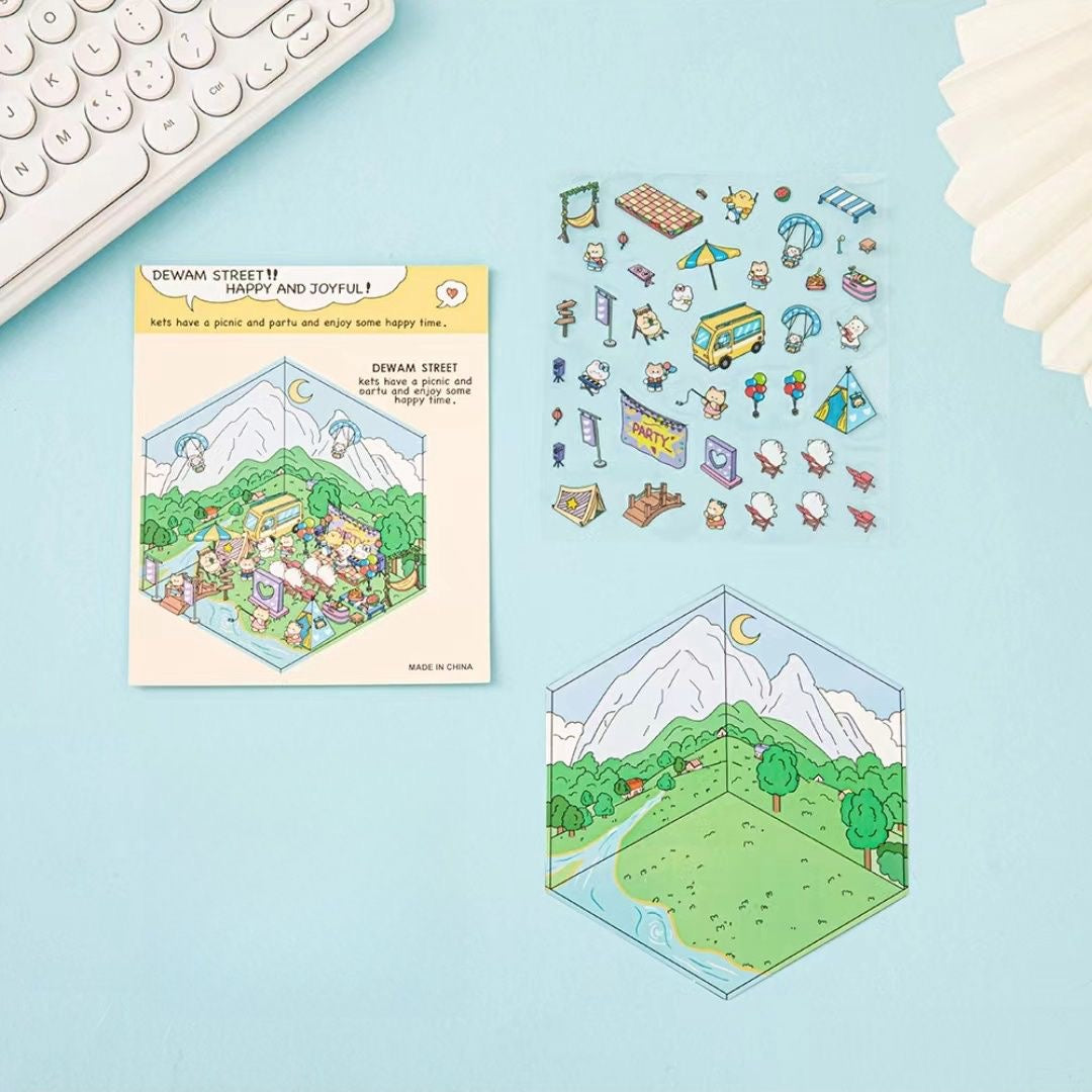 Sticker Scene: DIY Picnic|Magical Library|Spring Party|Beach|Amusement Park|Record Store