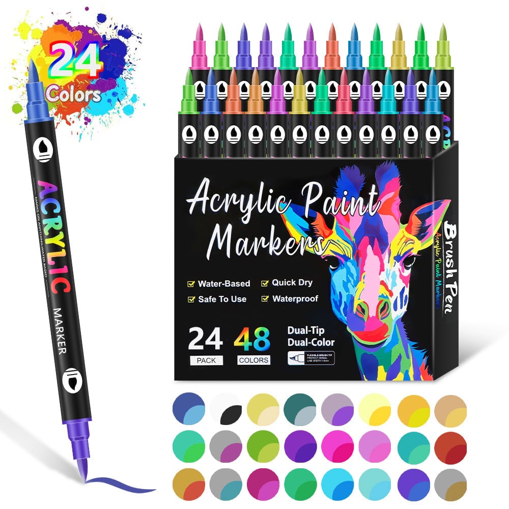 🔥Last Day Promotion 48% OFF-🎁-Dual Tip Acrylic Paint Pen Marker - 24/48/72 Colours