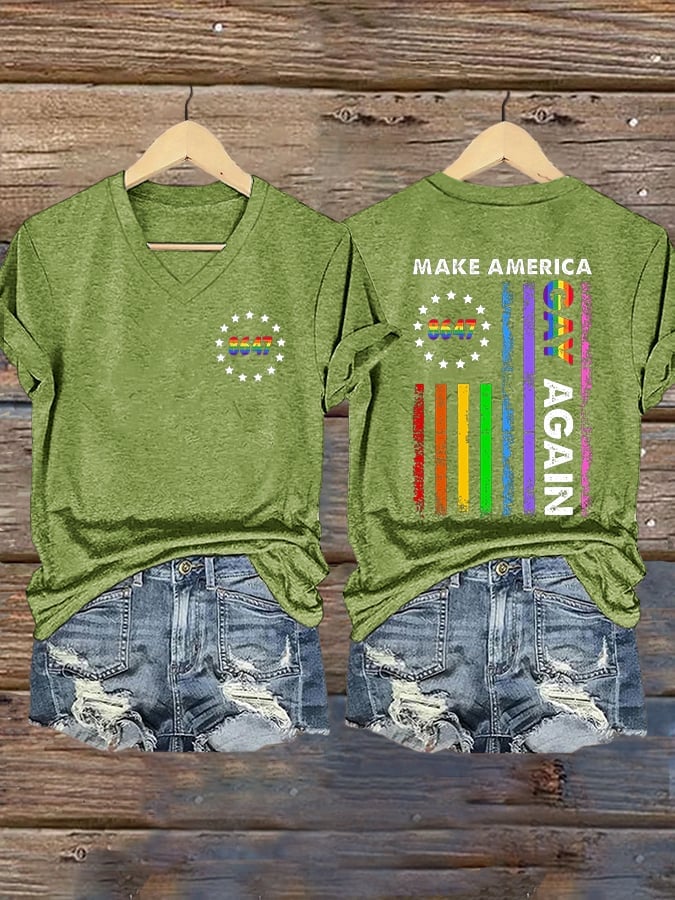 Women's Make America Gay Again Print Casual T-shirt