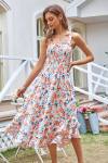 GRACE KARIN Women's 2024 Summer Floral Boho Dress Square Neck Strapped Swing A Line Beach Long Maxi Dress