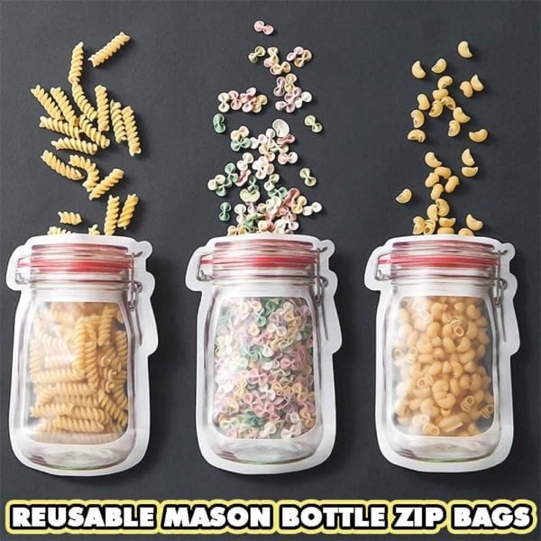 Reusable mason bottle ziplock bag