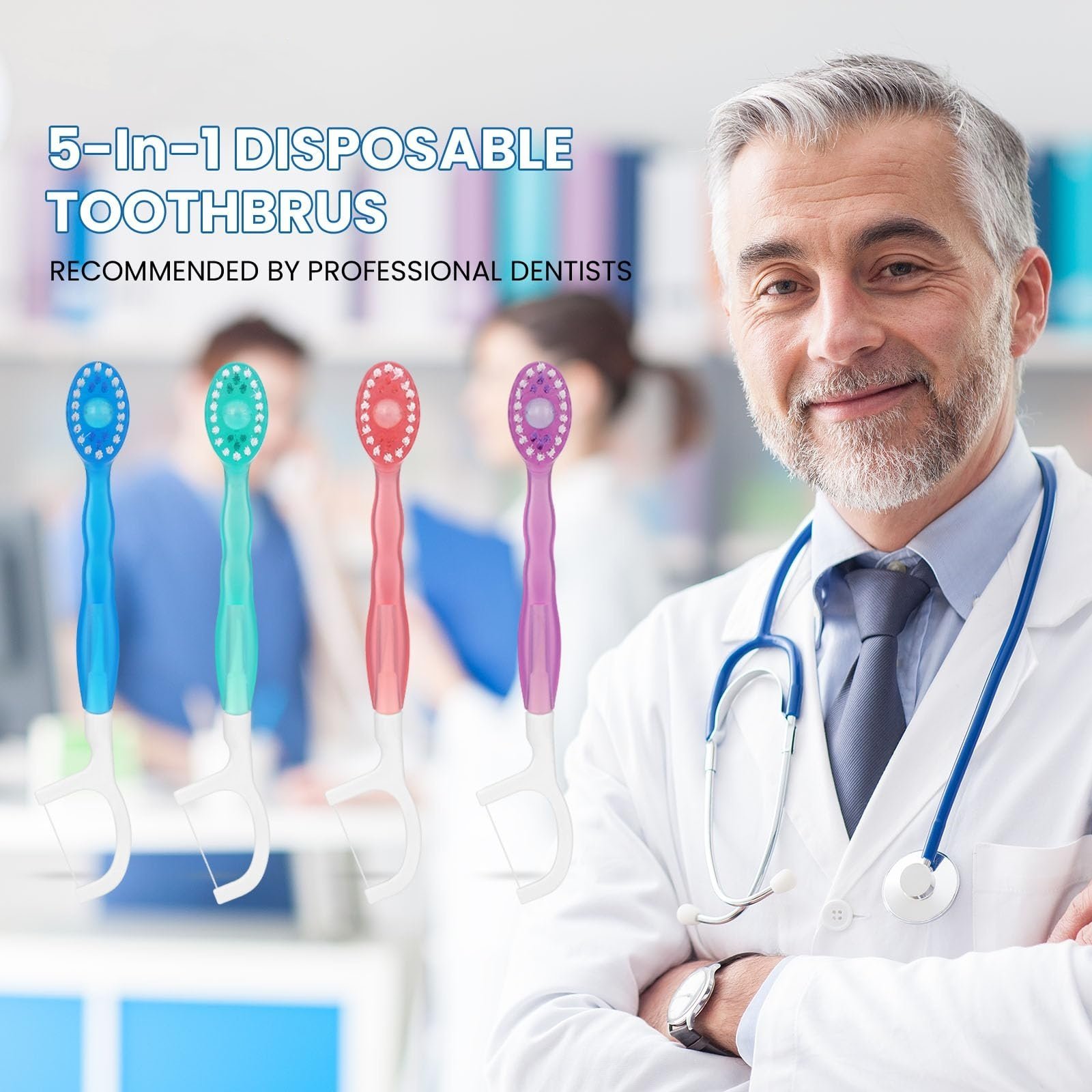 Last Day Promotion 70% OFF - 🔥5 in 1 Mini Toothbrush & Floss & Tongue Scraper & Toothpick Set