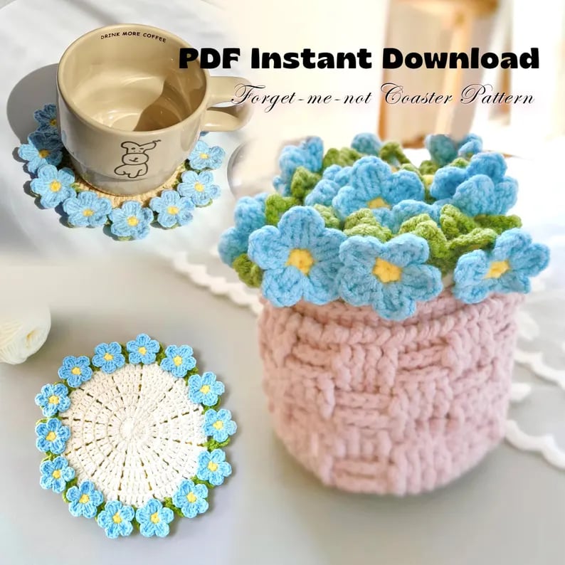 🌹100% Handmade Rose Coaster and Flower Basket Crochet