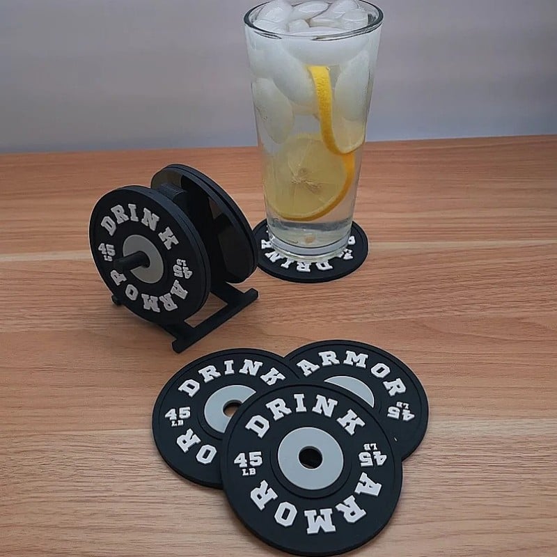 💗Father's Day Sale 50% OFF🔥Weight Plate Coaster Set of 4 And Rack Holder