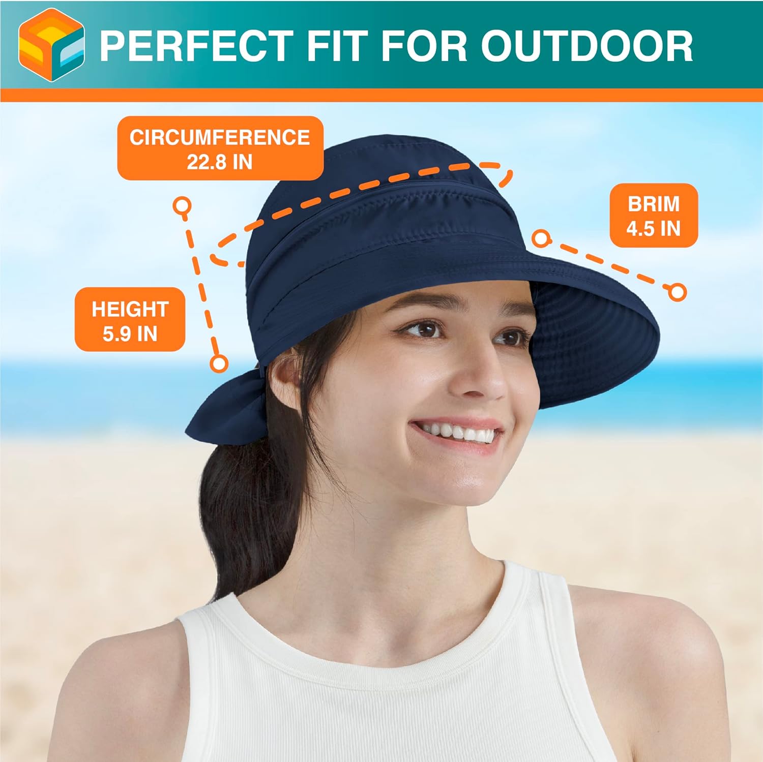 SUN CUBE Women Sun Hat for Outdoor UV Protection, Wide Brim Sun Hat Ponytail, Convertible Zip-Off Beach Hat Visor