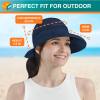 SUN CUBE Women Sun Hat for Outdoor UV Protection, Wide Brim Sun Hat Ponytail, Convertible Zip-Off Beach Hat Visor