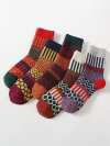 Christmas autumn and winter warm mid-calf socks, five pairs
