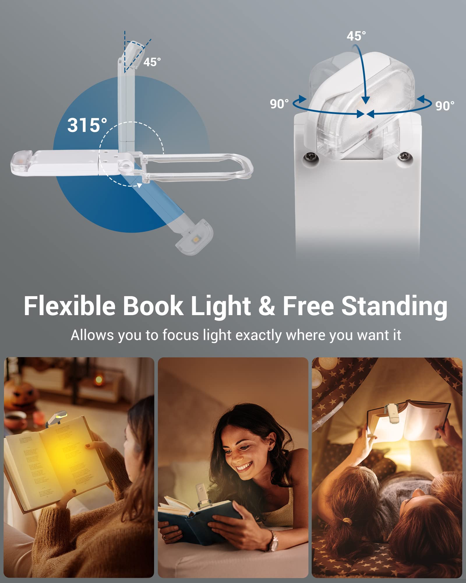 🔥EARLY CHRISTMAS SALE - 50% OFF🎄📖USB Rechargeable Book LED  Light with Clip for Reading in Bed