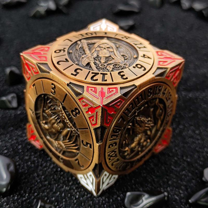 2025 New DND Fidget Spinner DICE: 7-in-1 Metal DND Dice Cube – 6-Sided Rotating Polyhedral Dice, Tabletop RPG Accessory for DMs and Player