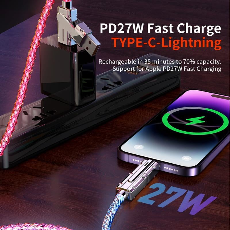 🔥Letzter Tag 50% RABATT 🎁Four-in-One  Colorful lights Data Cable