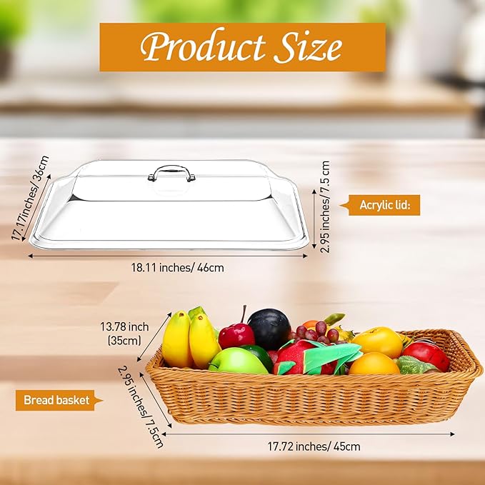 🔥Last Day Promotion 70% OFF🔥Handwoven Rattan Style Bread Basket with Clear Acrylic Lid