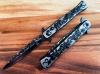 Gold Rose Engraved Fantasy Stiletto Knife(𝐊𝐞𝐯𝐢𝐧 𝐂𝐚𝐬𝐞𝐲 𝐇𝐚𝐧𝐝𝐦𝐚𝐝𝐞®)