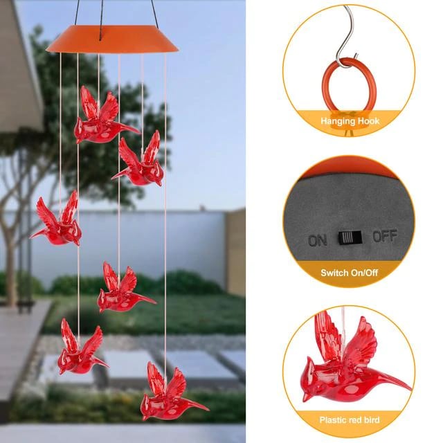 Solar Cardinal Wind Chime Light-Buy 2 Free Shipping