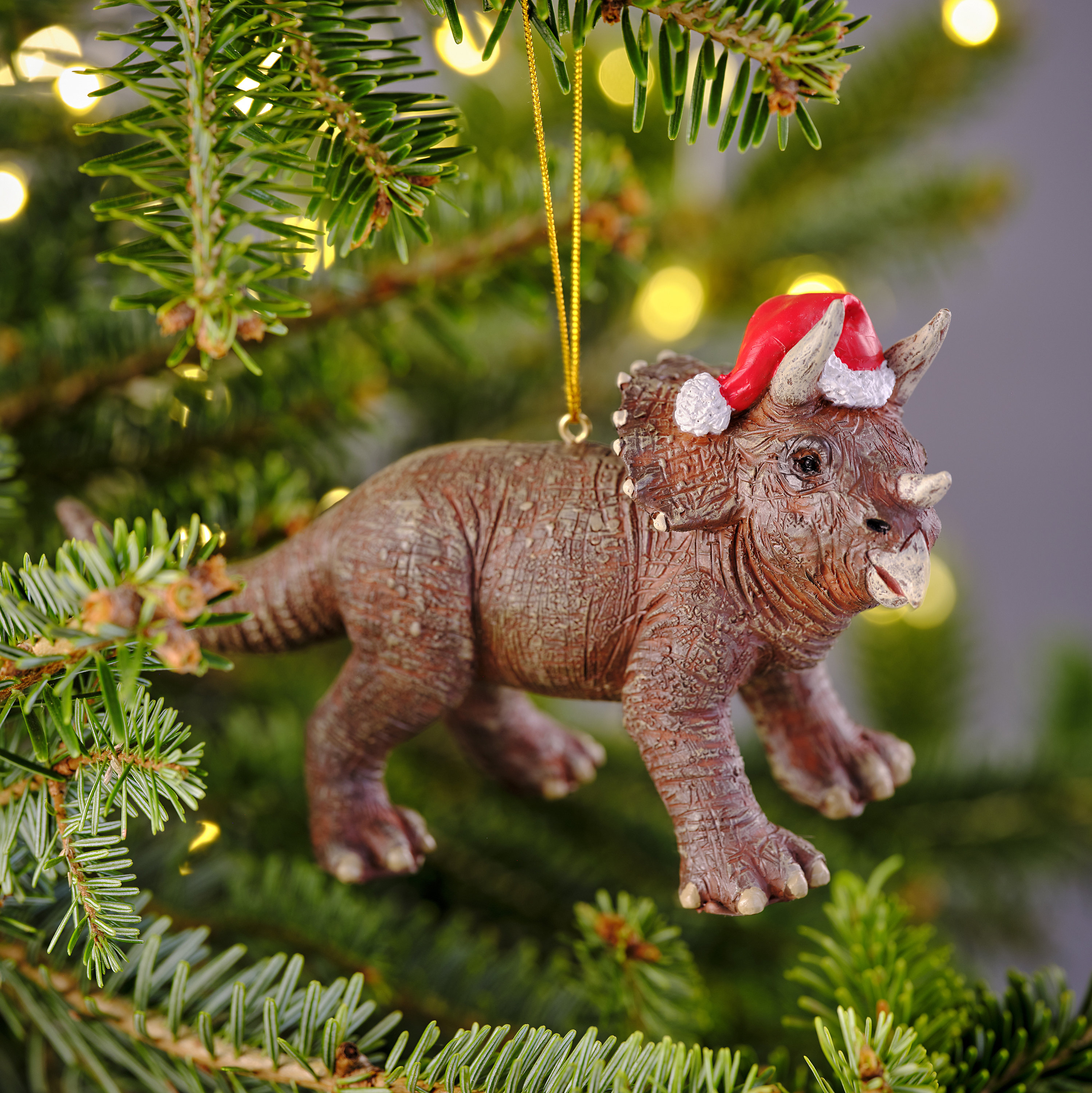 🦖🎄Novelty Christmas Hat Tyrannosaurus Rex/Brachiosaurus/Velociraptor/Triceratops Figurine - Hanging Ornament