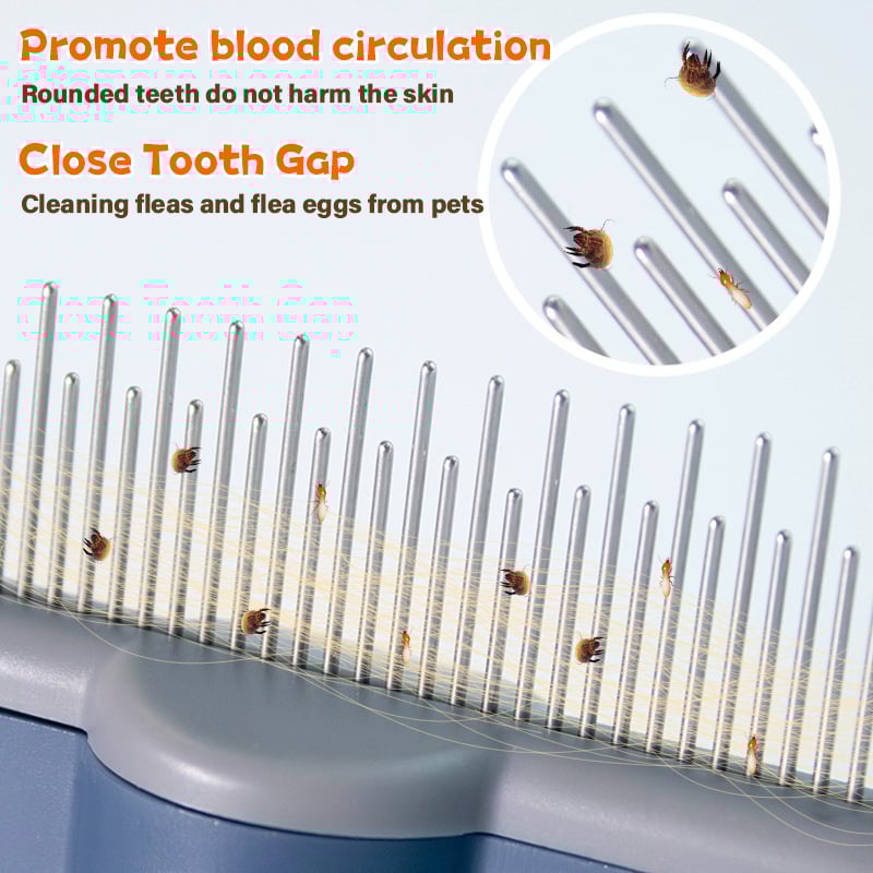 🎁TikTok Last Day Sale - 70% OFF🔥Self-cleaning Pet Flea Comb Grooming Brush