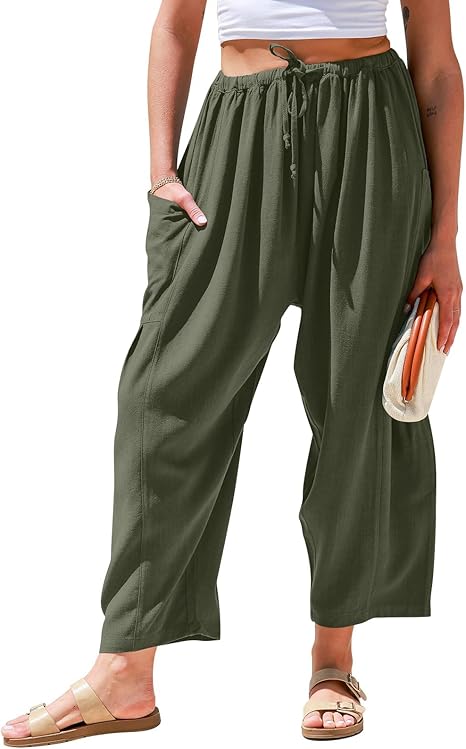 🎁 Letzter Tag Aktion 50% RABATT– Damen Leinenhose mit weitem Bein und Taschen
