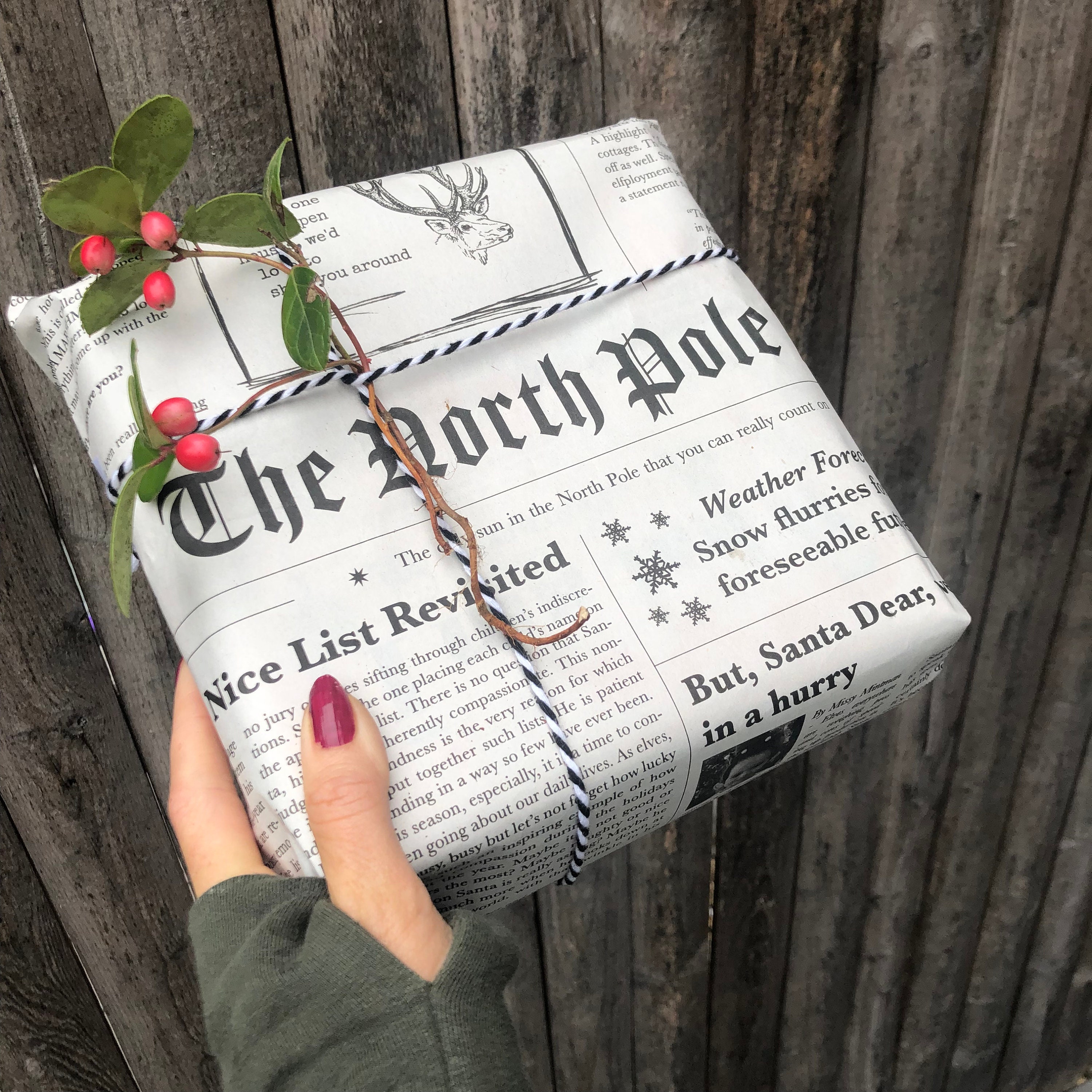 North Pole Newspaper Christmas Gift Wrap