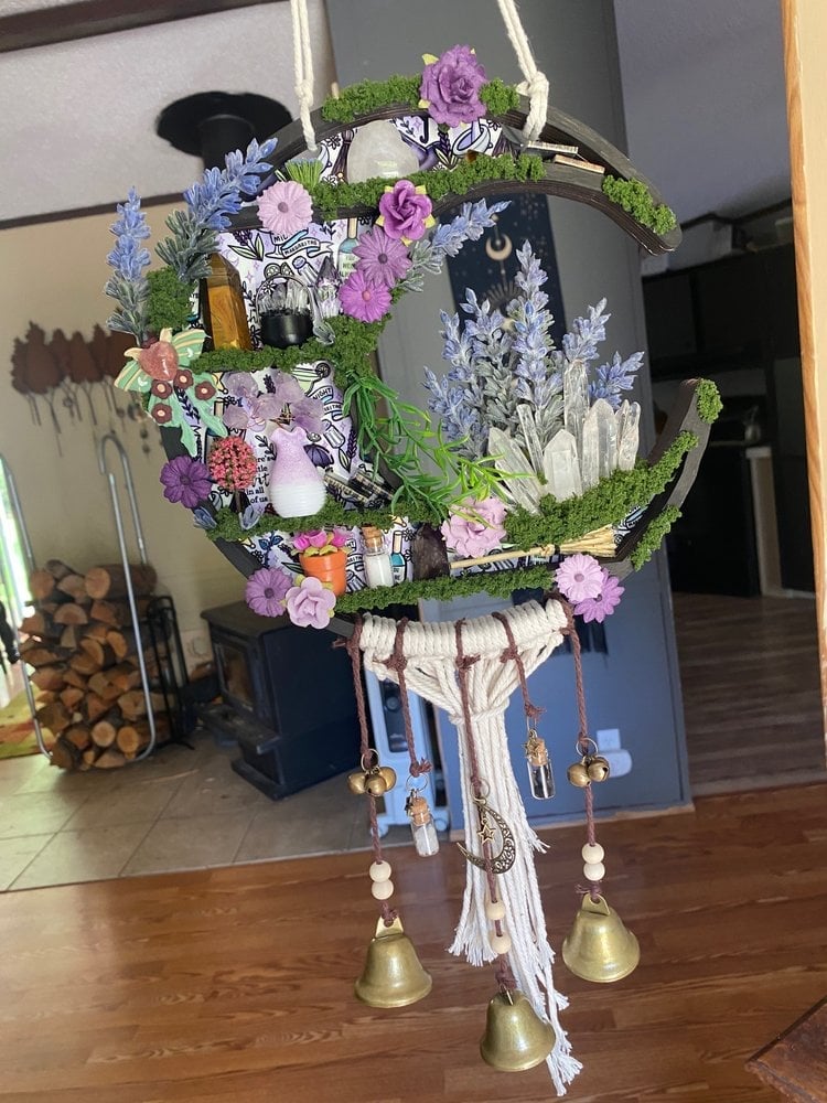 🎁TikTok Last Day Sale - 70% OFF🧙‍♀️Handmade Practical Magic Inspired Hanging Moon w/witch bells🎁Buy 2 Free Shipping