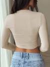 Women's Round Neck Long Sleeve Short Blouse
