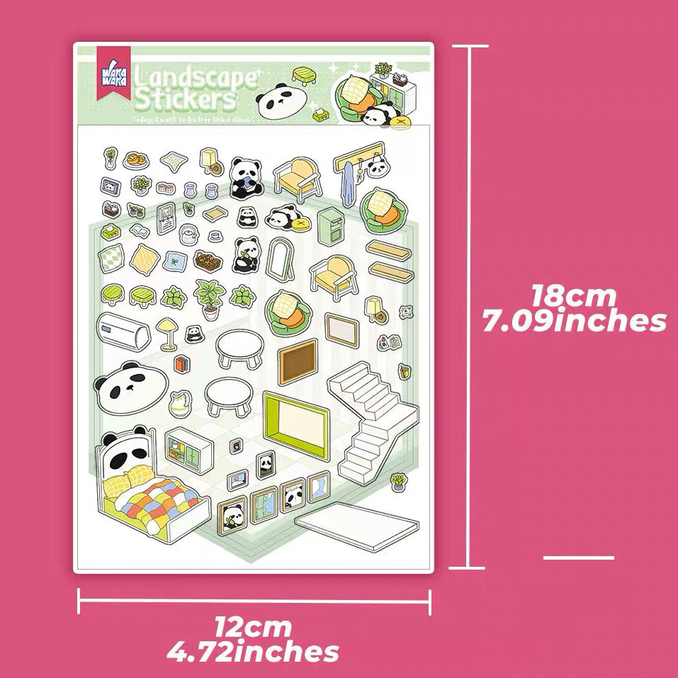 Sticker Play Scenes, Make A Grocery Store|Library|Buffet|Bakery|Bathroom|Panda Room