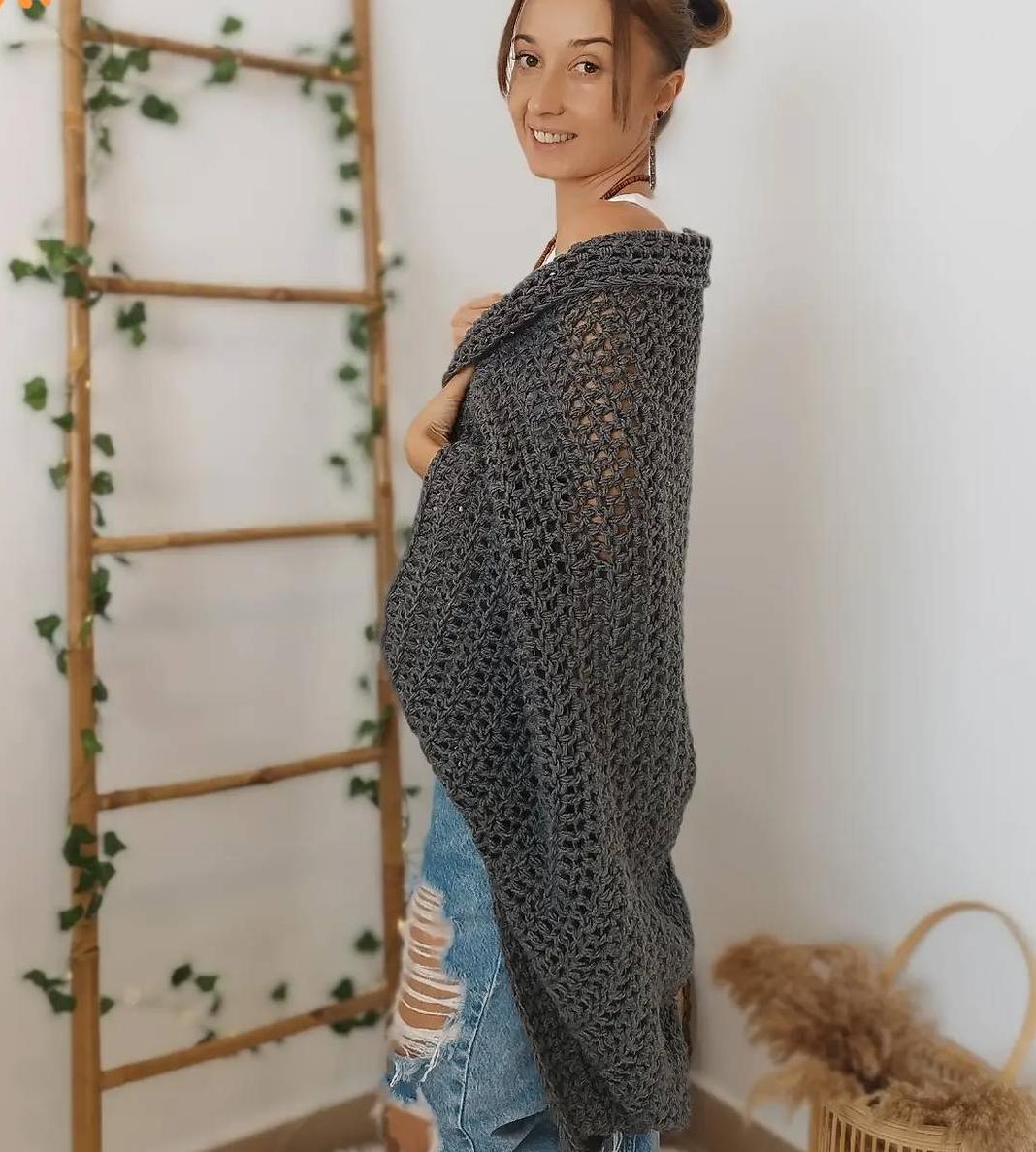 TikTok 🔥Last Day Promotion 48% OFF-🎁-Women's Crochet Cocoon Shrug Boho Shrug