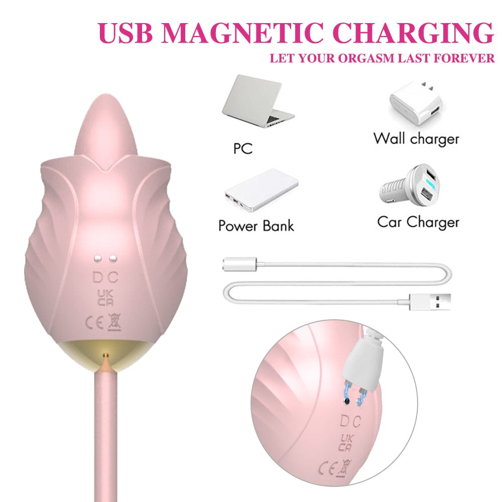 New Rose Toy Warming G-spot Tongue Licking Vibrator
