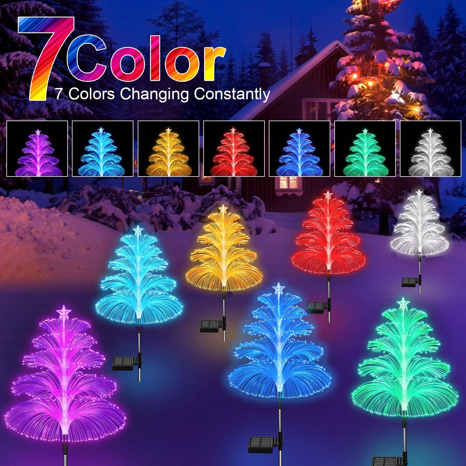 🔥Last Day Discount-75%OFF🎄7 Color Changing Solar Christmas Trees Lights