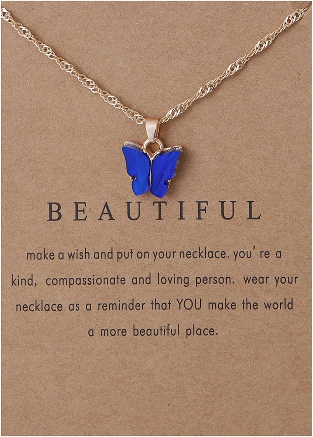 Colorful Acrylic Butterfly Pendant Necklace Bohemian Adjustable Retro Card Clavicle Chain Insect Animal Necklace for Women Girl Teen Friend Friendship Party Jewelry Gift