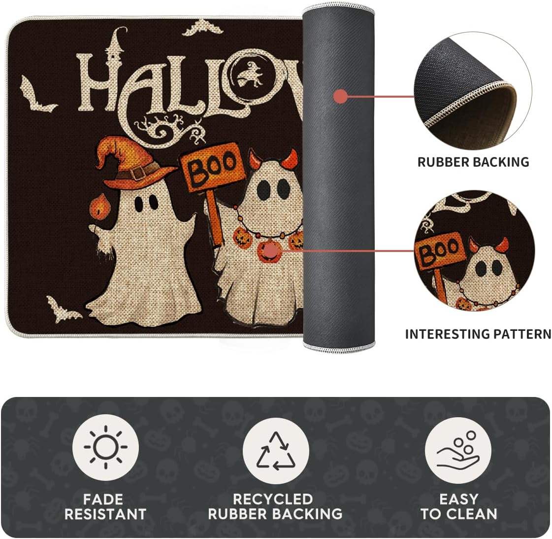 🎁TikTok Last Day Sale - 70% OFF🎃Ghost Pumpkin Bat Black Halloween Kitchen Mats