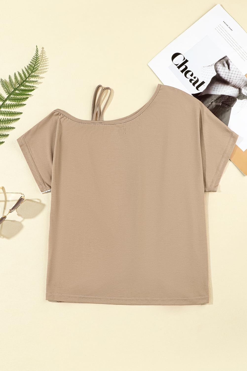 Dokotoo T Shirts for Women Twist Knot Color Block Loose Fit Cold Shoulder Tops for Women Fashion 2024