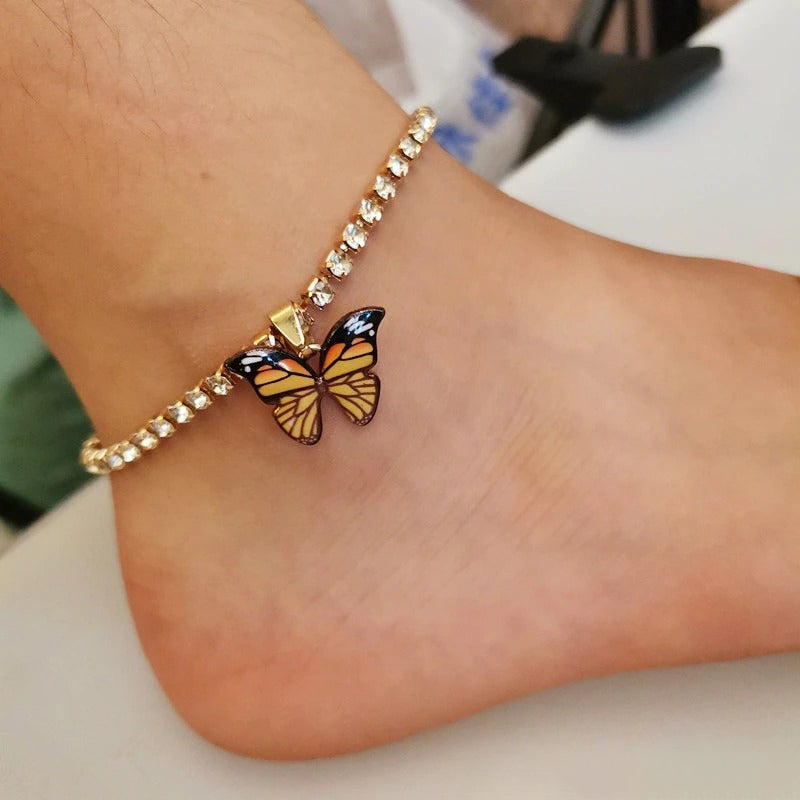 BUTTERFLY CHARMING RHINESTONE ANKLET BRACELETS-BUY 2 FREE SHIPPING