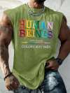 Retro Human Beings 100% Organic Colors May Vary Human Rights Equality Pride Print Tops Tank