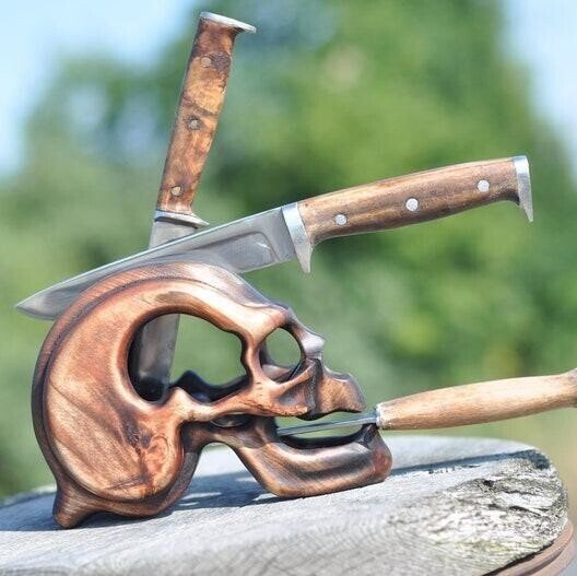 NEW YEAR SALE NOW-48% OFF 🔥 -- Wood Skull Knife Stand For Kitchen Knife -- 🔥Buy 2 Get Free Shipping