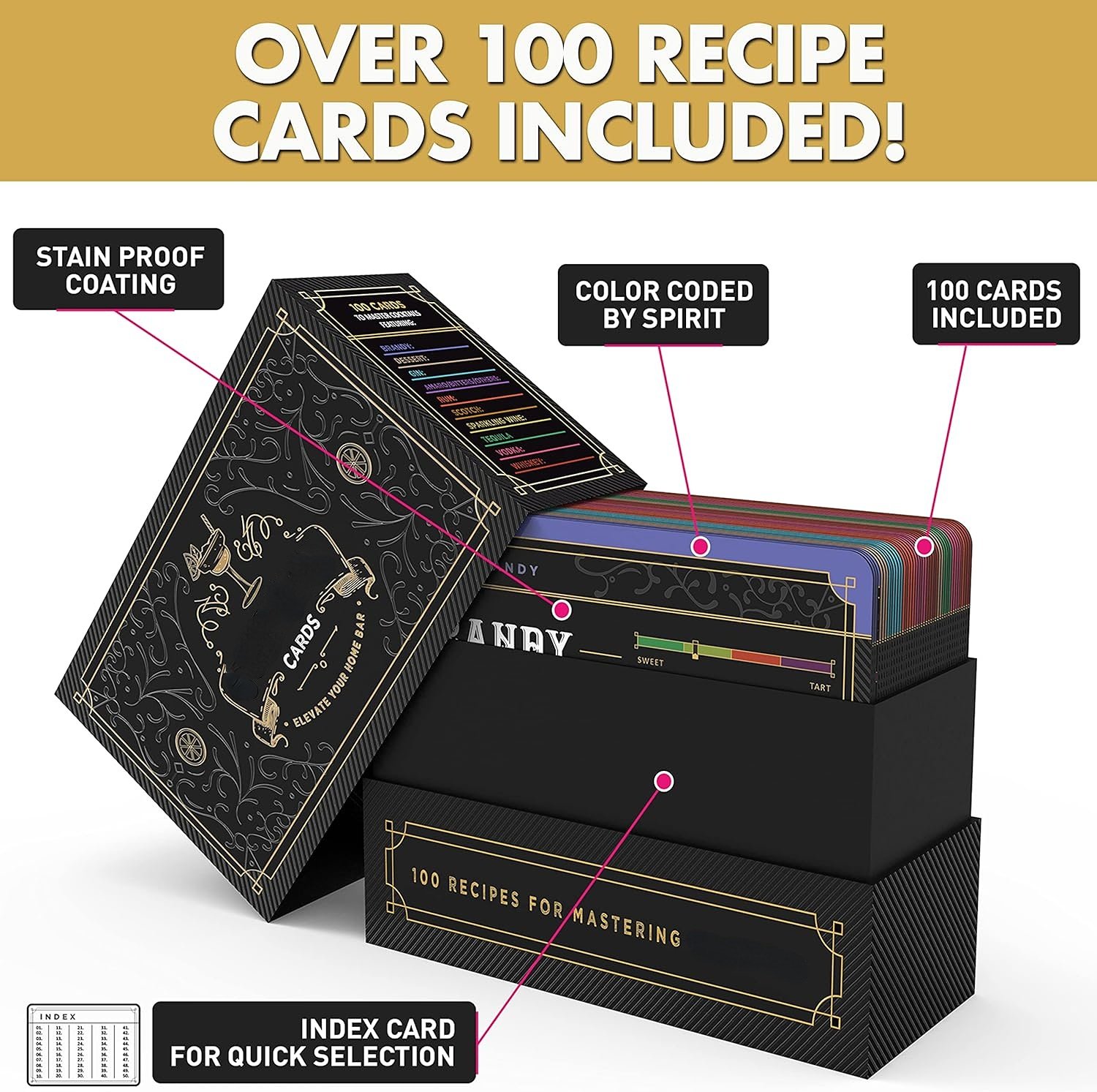 💥LAST DAY SALE 50% OFF-🍸️Cocktail Cards: 100 Cocktail Recipes to Master Cocktails