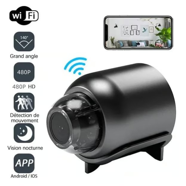 🔥 Dernier jour 49 % de réduction 📹 Mini caméra WiFi 5G HD (batterie interne)